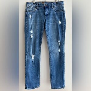 Kut from the Kloth Katy Boyfriend Distressed Blue Denim Jeans, Size 6